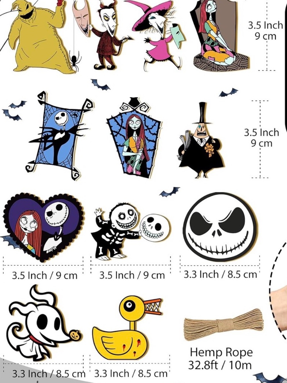 12pc Nightmare Before Christmas Wooden Hanging Ornaments Halloween Decor